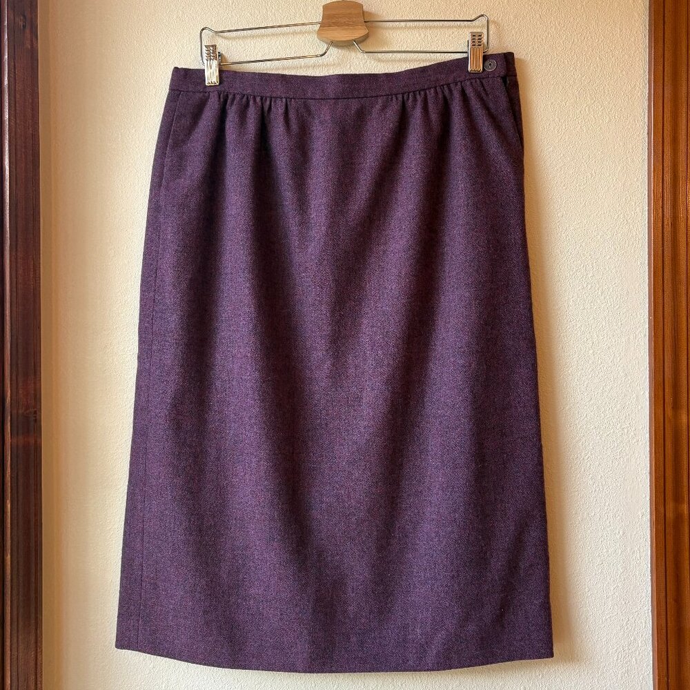 VTG Pendleton 100% Wool Skirt Midi Mauve Purple Plum Pockets Size 14 Old Money